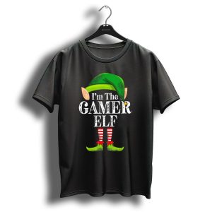 I'm The Gamer Elf Christmas Green Hat Striped Red Socks T-Shirt