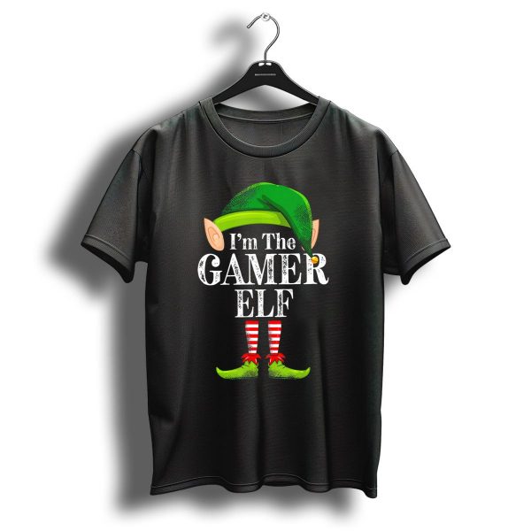 IM The Gamer Elf Christmas Green Hat Striped Red Socks T Shirt 1 t shirt 1