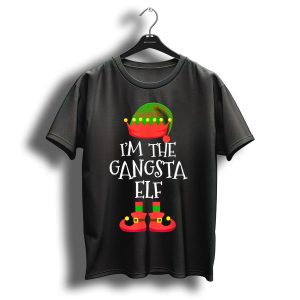 I'm The Gangsta Elf Christmas Xmas Funny Elf Hat And Shoes T-Shirt