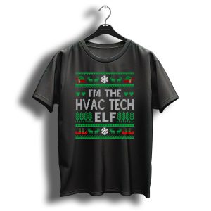 I'm The Hvac Tech Elf Christmas Sweater With Reindeer And Snowflakes T-Shirt