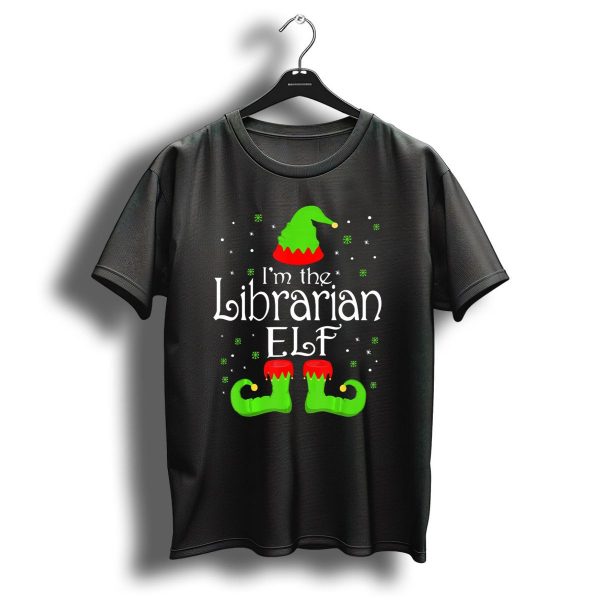 IM The Librarian Elf Christmas Hat Boots Snowflakes T Shirt 1 t shirt 1