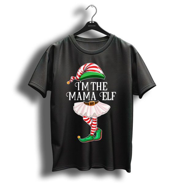 IM The Mama Elf Christmas Elf Outfit With Striped Hat And Tutu T Shirt 1 t shirt 1