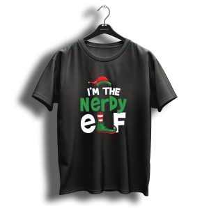 I'm The Nerdy Elf Christmas Hat And Shoe T-Shirt