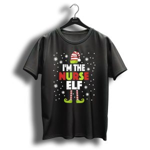 I'm The Nurse Elf Christmas Snowflake Stripes T-Shirt