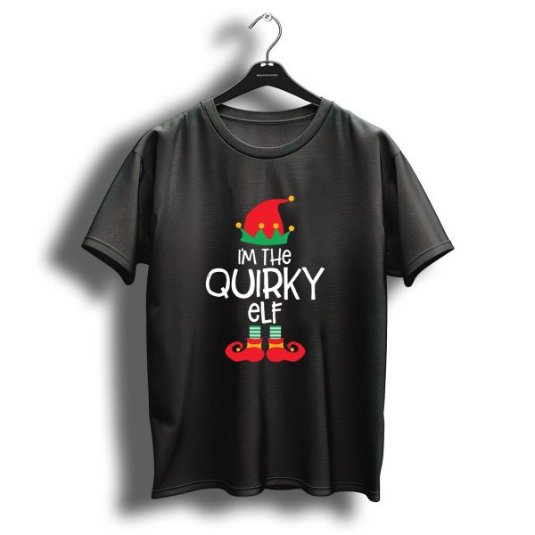 IM The Quirky Elf Christmas Idea Xmas Family Red Green Hat Striped Socks T Shirt 1 t shirt 1