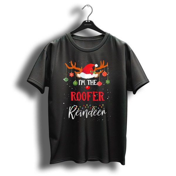 IM The Roofer Reindeer Santa Hat Christmas Lights Ornaments T Shirt 1 t shirt 1