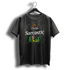 I'm The Sarcastic Elf Christmas Humor With Elf Hat And Shoe T-Shirt