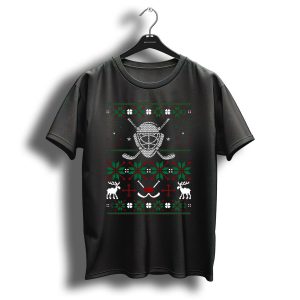 Ice Hockey Christmas Ugly Sweater Reindeer And Snowflakes T Shirt