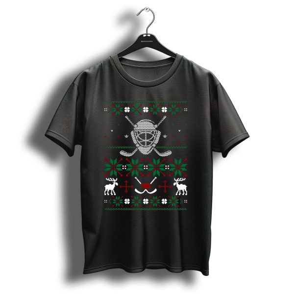 Ice Hockey Christmas Ugly Sweater Reindeer And Snowflakes T Shirt 1 t shirt 1