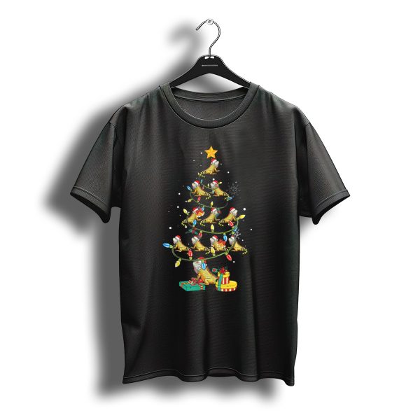 Iguana Christmas Tree With Lights And Santa Hat T Shirt t shirt 1