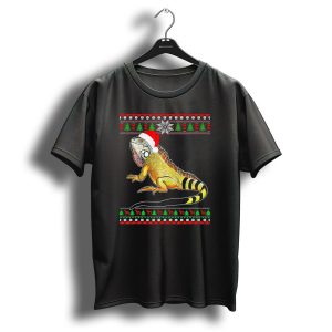 Iguana Santa Hat Ugly Christmas T Shirt