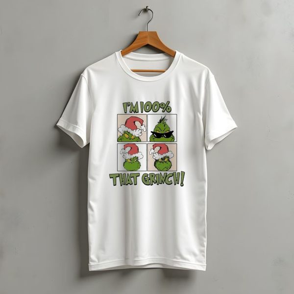 Im 100 That Grinch Christmas Icon With Santa Hat And Sunglasses T Shirt t shirt 1