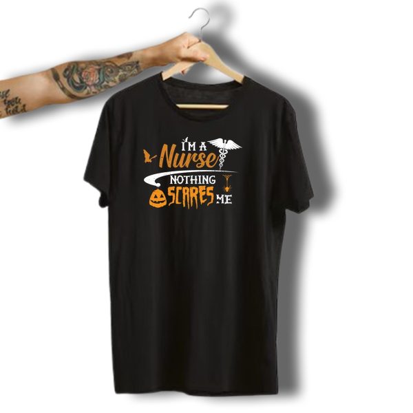 Im A Nurse Nothing Scares Me Halloween Caduceus Jack O Lantern Spider Bat T Shirt t shirt 1