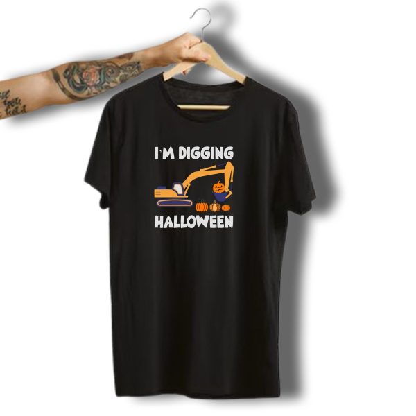 Im Digging Halloween Tractor Boys Construction Pumpkins T Shirt t shirt 1