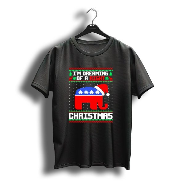 Im Dreaming Of A Right Christmas Elephant Santa Gop Holiday T Shirt t shirt 1