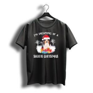 I'M Dreaming Of A Sheltie Christmas With Santa Hat And Gifts T-Shirt