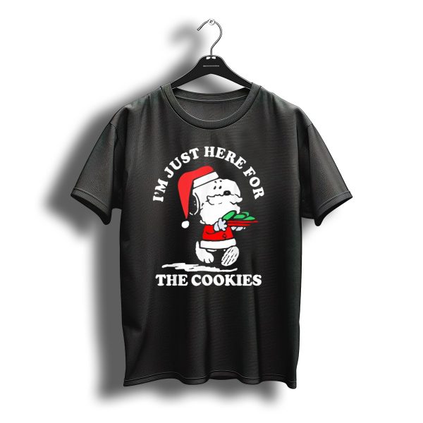 Im Just Here For The Cookies Santa Hat Dog Carrying Christmas Cookies T Shirt t shirt 1