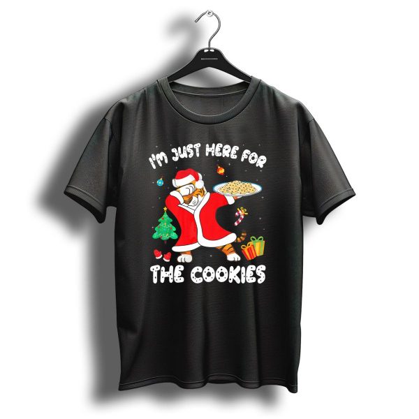 Im Just Here For The Cookies Tiger Dabbing Christmas Tree Santa T Shirt 1 t shirt 1