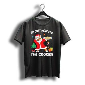 I'M Just Here For The Cookies Tiger Dabbing Christmas Tree Santa T-Shirt