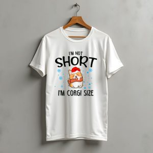 I'M Not Short I'M Corgi Size Christmas Dog With Santa Hat And Snowflakes T-Shirt