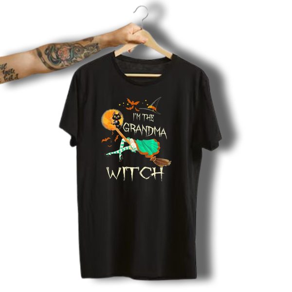 Im The Grandma Witch Broomstick Flying Black Cat Halloween Bats T Shirt 1 t shirt 1