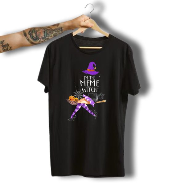 Im The Meme Witch Halloween Cat Pumpkin Broomstick Hat T Shirt 1 t shirt 1