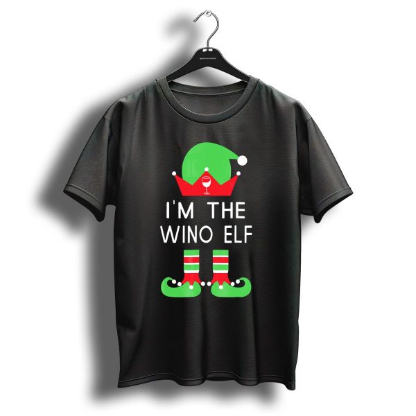 Im The Wino Elf Funny Christmas Wine Green Red Hat And Striped Socks T Shirt 1 t shirt 1
