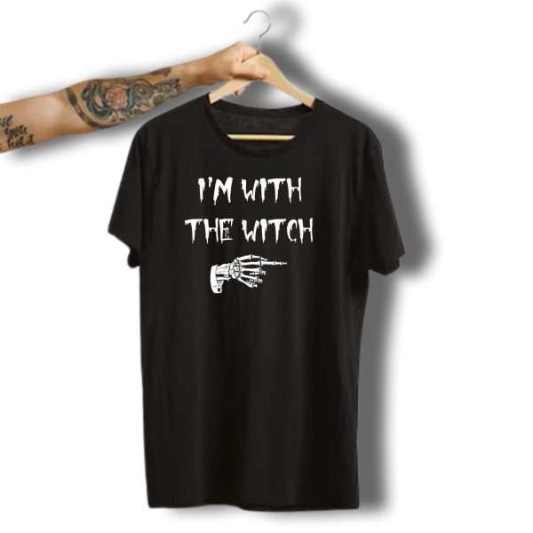 Im With The Witch Skeleton Hand Halloween Couples Costume T Shirt 1 t shirt 1