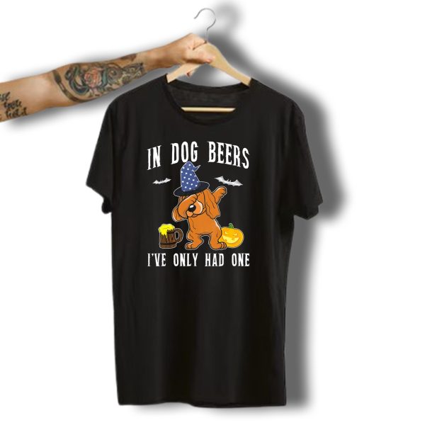 In Dog Beers Halloween Cocker Spaniel Dabbing With Pumpkin And Beer T Shirt t shirt 1