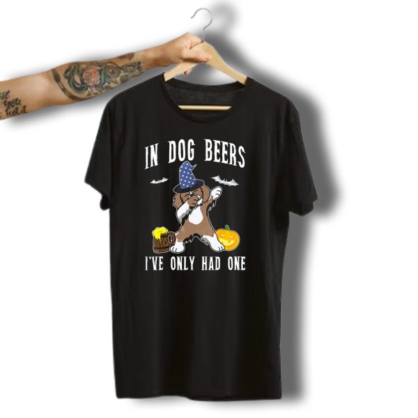 In Dog Beers Ive Only Had One Halloween Shih Tzu Dabbing With Witch Hat Pumpkin T Shirt t shirt 1