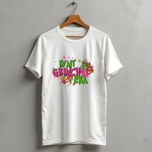 In My Grinch Era Pink Christmas With Cartoon Characters T-Shirt