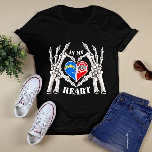 In My Heart Los Angeles Chargers Ohio State Buckeyes Skeleton Hands T Shirt