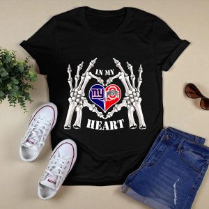 In My Heart New York Giants Ohio State Buckeyes Skeleton Hands T Shirt