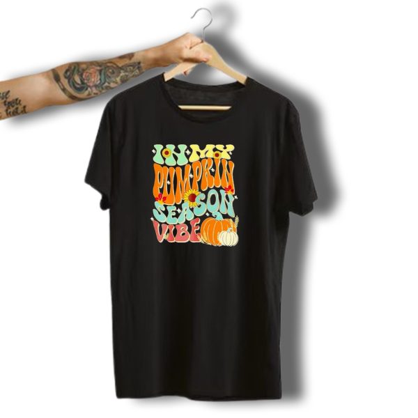 In My Pumpkin Season Vibe Halloween Thanksgiving Harvest Retro Sunflower Pumpkin T Shirt t shirt 1