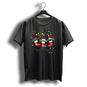 In Stock Light Christmas Baby Yoda Santa Stockings Multicolored Lights T Shirt