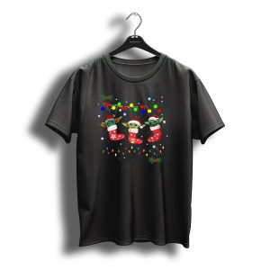 In Stock Light Christmas Baby Yoda Santa Stockings Multicolored Lights T-Shirt