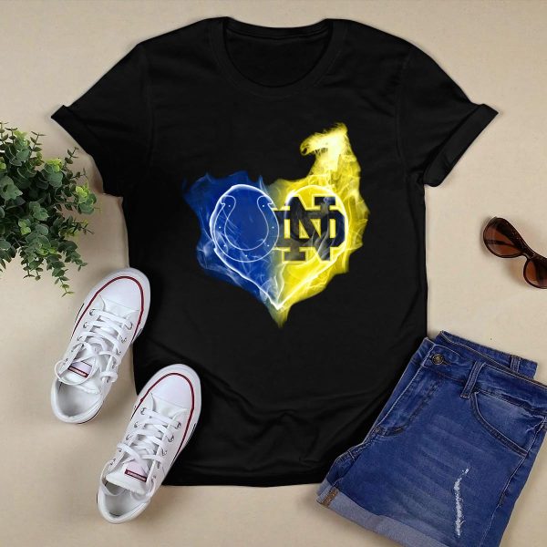Indianapolis Colts Notre Dame Fighting Irish Heart Fusion Ttk T Shirt Black 1