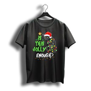 Is This Jolly Enough Christmas Cat With Lights And Santa Hat T-Shirt