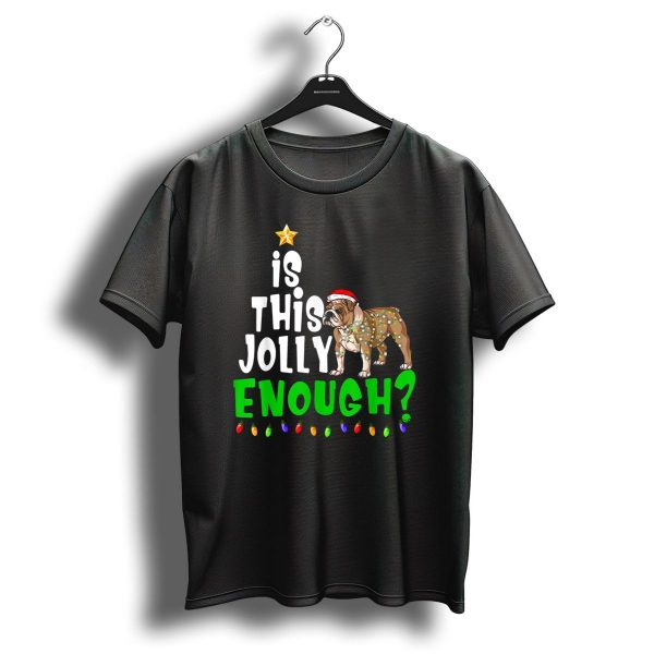 Is This Jolly Enough English Bulldog Christmas Tree Lights T Shirt 1 t shirt 1