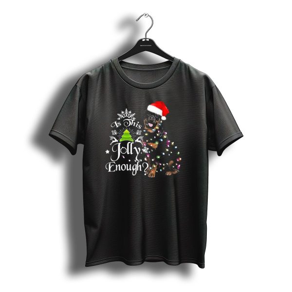 Is This Jolly Enough Rottweiler With Christmas Lights And Santa Hat T Shirt t shirt 1
