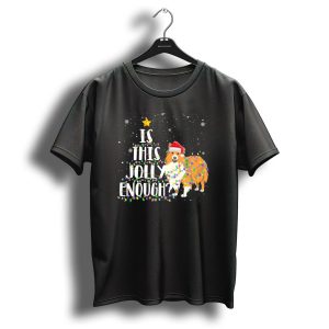 Is This Jolly Enough Sheltie Santa Christmas Tree Lights T Shirt