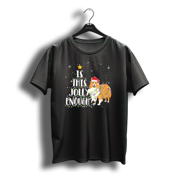 Is This Jolly Enough Sheltie Santa Christmas Tree Lights T Shirt t shirt 1