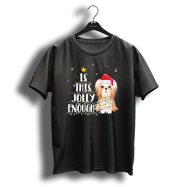Is This Jolly Enough Shih Tzu Santa Christmas Lights Snowflakes T Shirt 1 t shirt 1