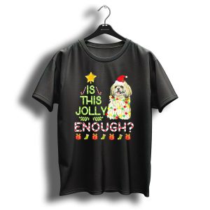 Is This Jolly Enough Shih Tzu Santa Hat Christmas Lights T Shirt