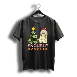 Is This Jolly Enough Shih Tzu Santa Hat Christmas Lights T-Shirt