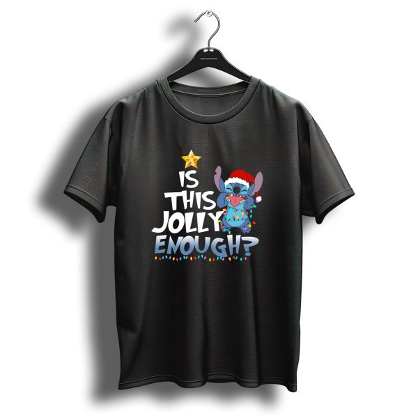 Is This Jolly Enough Stitch Christmas Lights Santa Hat T Shirt 1 t shirt 1