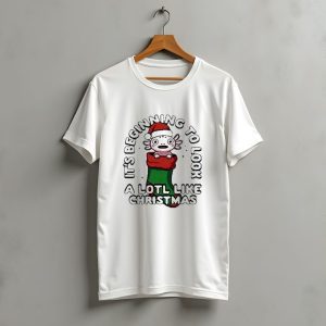 It'S Beginning To Look A Lotl Like Christmas 2024 Axolotl Santa Stocking T-Shirt