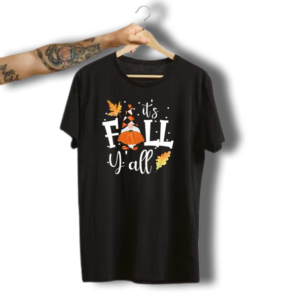 Its Fall Y All Halloween Gnome Pumpkin Leaves T Shirt t shirt 1