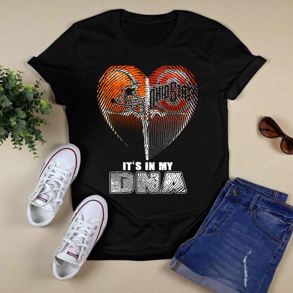 Its In My Dna Ohio State Buckeyes Cleveland Browns Heart Fingerprint T Shirt Black 1