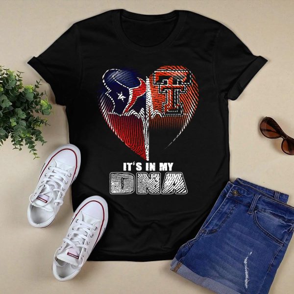 Its In My Dna Texans Texas Tech Heart T Shirt Black 1